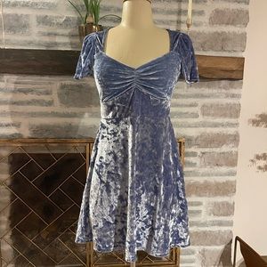 Urban outfitters light blue crushed velvet mini dress